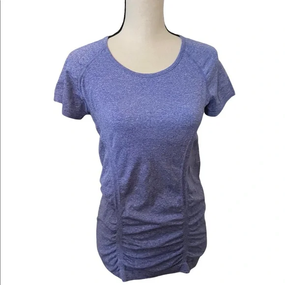 Athleta Fastest Track ruched front & back blue size medium t-shirt. - Picture 1 of 4